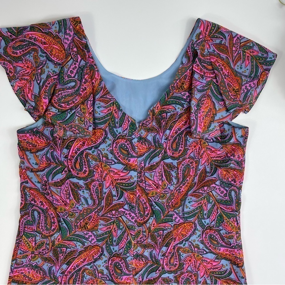J. Crew Silk Dress Ruffle Vibrant Paisley F4349 - Picture 14 of 15